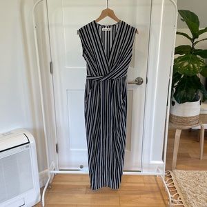 Navy & White Stripe Maxi Dress
